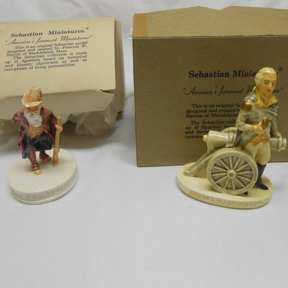 2 NIB Sebastian Miniatures figurines Vtg Rip Van Winkle & George Washington π - Picture 1 of 12